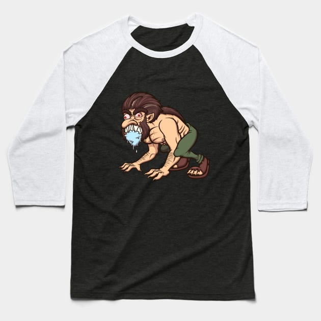 Drooling Werewolf Baseball T-Shirt by TheMaskedTooner